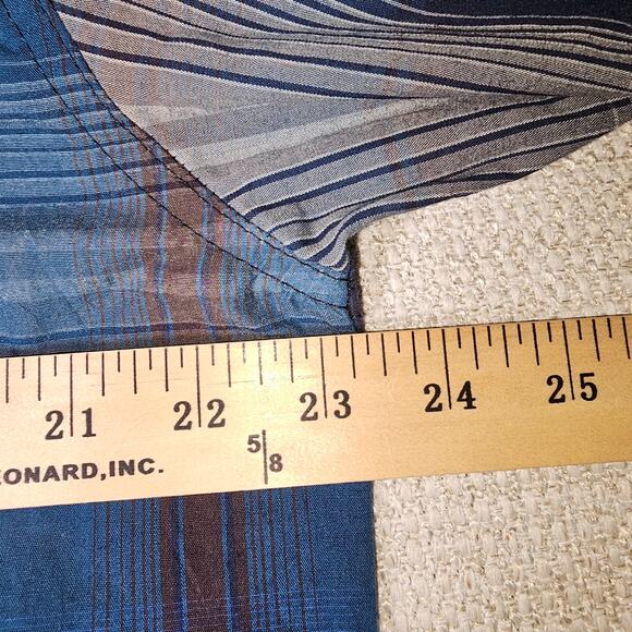 Levis Western Snap Up Collared Shirt Blue Gray and Black Size XL PTP 23 Lgth 30 - Picture 7 of 9